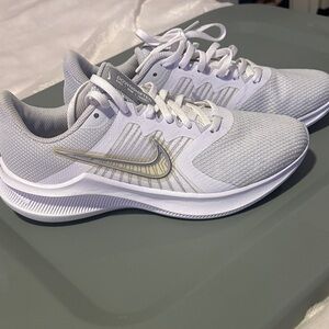 Nike White and Silver Athletic Shoes